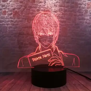 Gaismas-līdz Nāve Ņemiet vērā, Figuras Modeli 3D Ilūziju, LED Lampas, 7 Krāsas Maiņa Nightlight Japāna Manga Yagami Light Anime Attēls Rotaļlietas