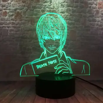 Gaismas-līdz Nāve Ņemiet vērā, Figuras Modeli 3D Ilūziju, LED Lampas, 7 Krāsas Maiņa Nightlight Japāna Manga Yagami Light Anime Attēls Rotaļlietas