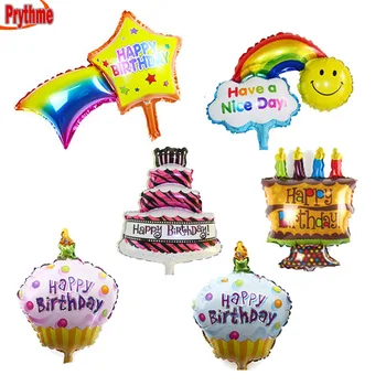 Galda rotājumi, mini baloni Dzimšanas dienas torte /Sveces /Meteor balonu Happy birthday party piegādēm, Zīdaiņu rotaļlietas, 12pcs/daudz