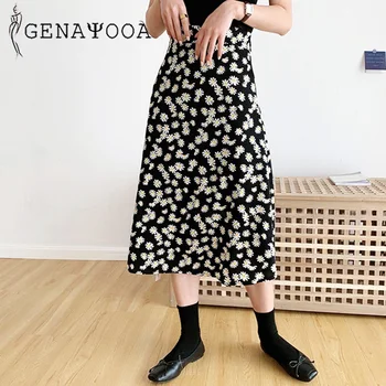Genayooa Šifona Svārki Sieviešu Lielos Izmērus, Harajuku Korejas Svārki Boho Sieviešu Vasaras Vintage Augsta Vidukļa Sievietēm, Plus Lieluma Svārki