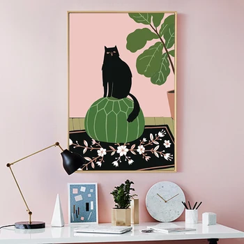 Glezna ar numuriem un mākslas krāsas pēc skaita Abstraktu modernās Pikaso stila kaķis dīķis meitene luksusa Puses uzpildīto krāsu dāvanu apdare