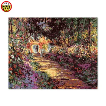 Glezna ar numuriem un mākslas krāsas pēc skaita interjera krāsošana dekoratīvā krāsošana krāsu krāsotas savu Monē dārzs iespaidu