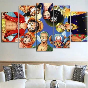 Gleznas Plakāts, Dzīvojamā Istaba HD Iespiests Attēls 5 Paneļi no Viena Gabala, Anime Rakstzīmes, Krāsošana Moduļu Sienas Mākslas Mājas Dekoru Sistēmu
