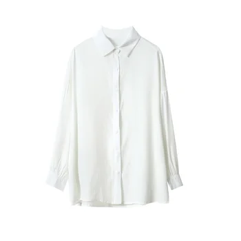 Gluda Pavasara Rudens Garām Piedurknēm Sieviešu Topi Un Blūzes Korejas Modes Zema Augsta Dizaina Gadījuma Melns Balts Krekls