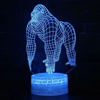 Gorilla King Kong tēma 3D Lampas LED nakts apgaismojums 7 Krāsas Maiņa Pieskarieties Garastāvokļa Lampa Ziemassvētku dāvanu Dropshippping