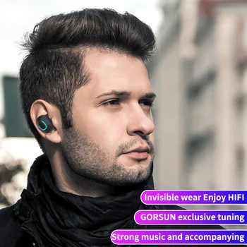 Gorsun V5 LED Bluetooth bezvadu earbuds, Bluetooth 5.0 in-ear austiņas, dziļi bass 3D stereo