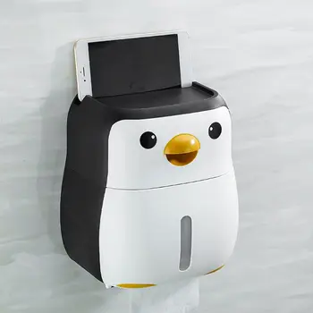 Gudrs Pingvīns, Papīru Konteineru Tualetes Papīra Turētājs Sienas Uzstādīts Audu Box Glabāšanas X6HC