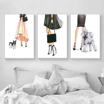 Gudrs Suns Kanvas Glezna Modes Meitenes Ziemeļu Sienas Mākslas COCO Plakātu Izdrukas Vogue Apdares Bildes Dzīvojamā Istaba Dekoratīvie