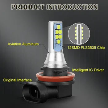 H11 LED Auto Gaismas H8 Miglas spuldzes h16 5202 9005 1400lm auto gaismas hb3 auto 9006 hb4 PSX24W Braukšanas Gaitas Lukturi, lampas 6000K 12V 24V