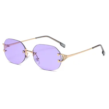 HBK bez rāmja Saulesbrilles Sieviešu Vīriešu Modes Daudzstūris bez apmales Zīmola Dizaina Saules Brilles Dāmas Retro Metāla Rāmis ir 2021. Brilles UV400