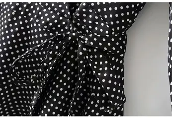 HCBLESS Sieviešu 2019. gada rudenī, jaunā V-veida kakla mežģīnes wrap polka dot krekls sieviešu krekls