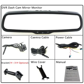 HD 720P Auto Spoguļi DVR Monitors Dash Videokamera Automašīnu Atpakaļskata Kamera Cam Corder Video Reģistrators Auto DVR Par Kia Hyundai, Ford, Mazda