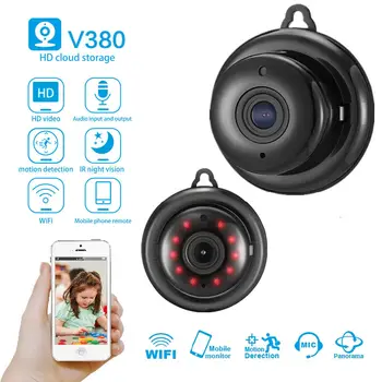 HD Mini WiFi IP Kameras Home Security Videcam CCTV Uzraudzības IS Nakts Redzamības Kustības Atklāt Baby Monitor 2.0 MP V380 P2P Cam