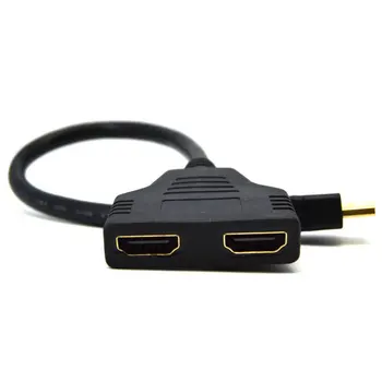 HDMI Male 2 HDMI Sieviete 1 2 no Sadalītāja Black Kabeļa Adapteris Converter AS99