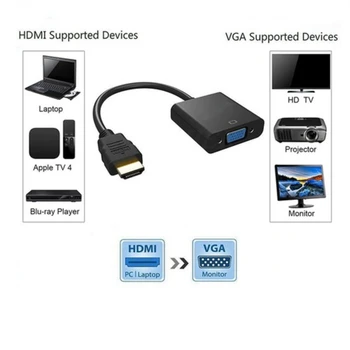HDMI, VGA Kabelis Converter Digital Analog HD 1080P PC, Klēpjdators, Tablete HDMI Male VGA Sieviešu Pārveidotāja Adapteris