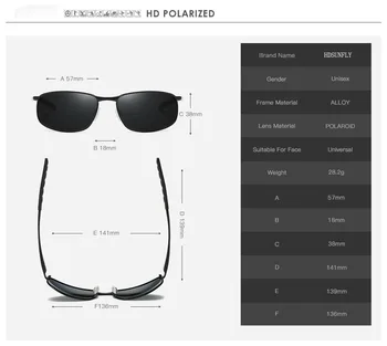 HDSUNFLY Pavisam Jaunu Polarizētās Saulesbrilles, Vīriešu Modes Saules Brillēm Sakausējuma Rāmis Ceļojumu Braukšanas Vīriešu Briļļu Oculos UV400