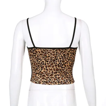 HEYounGIRL Gepards Drukāt Y2K Korsešu Kultūraugu Top Sievietes Harajuku Sexy Sleeeveless Kamzolis Camis Top Dāmas Vasaras Leopard Vest 2020