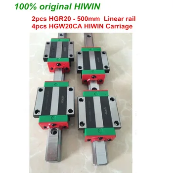 HGR20 HIWIN lineārās sliedes: 2gab oriģināls HIWIN dzelzceļa HGR20 - 500mm dzelzceļa + 4gab HGW20CA bloki, kas paredzēti cnc router