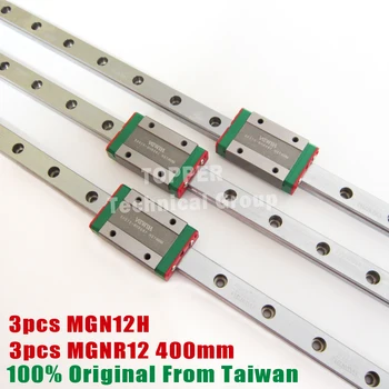 HIWIN MGN12 400mm, Lineārie guide rail ar MGN12H nerūsējošā tērauda slaidu bloks CNC augstas precizitātes 3D printeri