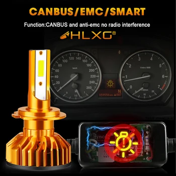 HLXG Auto Lukturu Komplekts H7 LED Spuldzes 4300K 6000K 8000K H1, H3, H11 9005 HB3 9006 HB4 LED 12V 80W 12000LM mini canbus priekšējo Lukturu Gaismas