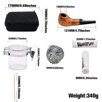 HORNET Tabakas Maisiņā Uzstādīt Koka Smēķēšana Caurule + Metāla dūmvadi Tīrīšanas Rīkus + Nerūsējošā Tērauda Caurules, Ekrāni + Stikla Uzglabāšanas Jar