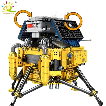HUIQIBAO 702PCS Vietas Lunar Lander Zondes Celtniecības Bloki Pilsētas Patruļas Kravas Transportlīdzekļu Astronauts Skaitļi Ķieģeļi Rotaļlietas Bērniem