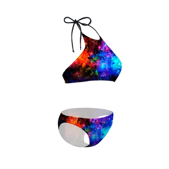 HYCOOL Galaxy Telpa, Bikini, Peldkostīmi Sievietēm, Augsta Kakla Apsēju, Peldkostīms Brazīlijas Bikini Push Up peldkostīms Pārsējs Biquini