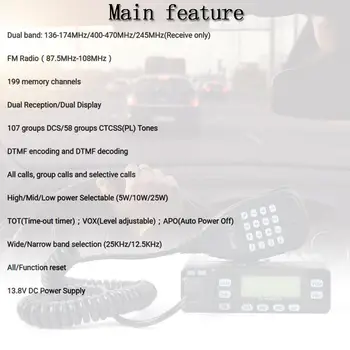 HYS Mini Automašīnu Mobilo Radiosakaru 25W Dual Band VHF UHF 144/430MHz FM Transīvers 10km Amatieru Ham Radio