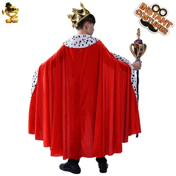 Halloween Costumes Bērnu King Sarkans Apmetnis, ar Vainagu Karnevāls Cosplay Princeses Kostīms Puse Iedomātā Kleita Unisex Bērniem