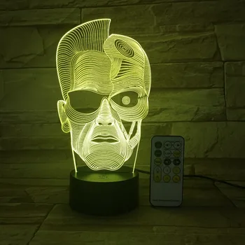 Halloween Galvaskausa Man 3D Nakts Gaismas Optiskā Ilūzija Galda Gaismas Garastāvokļa Lampa Touch Tālvadības pults 7 Krāsas, Gaismas, Draugiem Dāvana