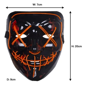 Halloween LED Maska Tīrīšanas Maskas Vēlēšanu skropstu Tuša Halloween Masku LED Maske Gaisma, kas Spīd Tumsā Šausmu Maskas Tērpu Aksesuārus 2020