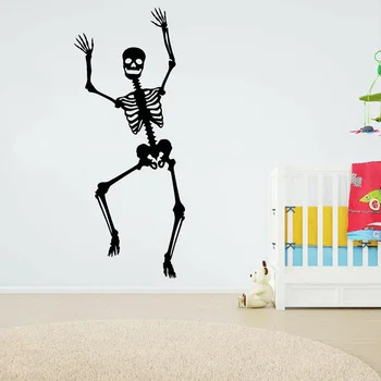 Halloween Sienas Uzlīmes, Funny Skelets Dejas Galvaskausa Kaulu Modelis Vinila Sienas Decal Viesistaba, Bērnistaba Bērnu Istabas Dekors Z323