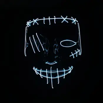 Halloween Vairāku Krāsu Led Maska Puses Masku Masque Maskas Neona Maske Gaisma, Kas Spīd Tumsā Šausmu Maska Puses Mirdzoši Aksesuāri