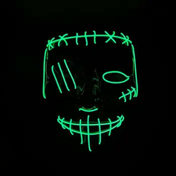 Halloween Vairāku Krāsu Led Maska Puses Masku Masque Maskas Neona Maske Gaisma, Kas Spīd Tumsā Šausmu Maska Puses Mirdzoši Aksesuāri