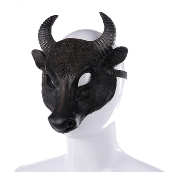 Halovīni Kostīms Maskas Cosplay Biedējošu Buffalo Bull Galvas Maska Pieaugušajiem Partijas Apdare Aksesuārus Rāpojošs Piederumu