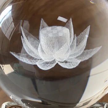 H&D 60mm Iekšējo Griešanai Lotosa Ziedu Kristāla Bumbu Prese ar Statīvu Stikla Sfēras Dziedināšanas Meditāciju Bumbu Fengshui Mājas Dekoru