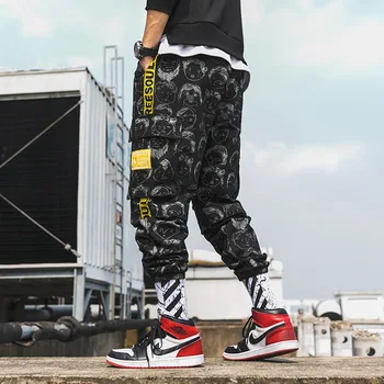 Harajuku Mens Iespiesti Jogger Elsas 2019 Hip Hop Kravas Bikses Vīriešu Modes Iespiesti Harēma Joggers Bikses Streetwear