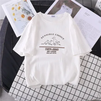 Harajuku Sieviešu T-krekli, Topi Modelis Dzīvnieku Pīļu Modelis T Krekls Vasaras Īsām Piedurknēm Lielgabarīta T-krekls Balts Dāmas Tee Krekli