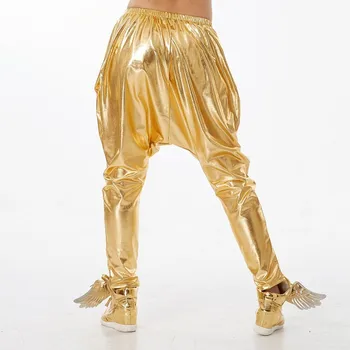 Heroprose Jaunas personības bērniem pieaugušo liels kājstarpes bikses zelta skatuves sniegumu kostīmi baggy harēma hip hop deju izdilis bikses