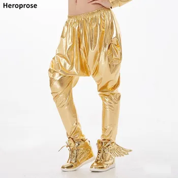 Heroprose Jaunas personības bērniem pieaugušo liels kājstarpes bikses zelta skatuves sniegumu kostīmi baggy harēma hip hop deju izdilis bikses