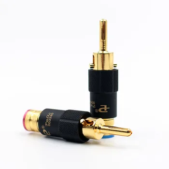 Hi-End 4gab zelta Pārklājumu Hifi Audio Banānu Skaļruņu Spraudni savienotāji Skrūvju Bloķēšanas 10mm kabeļvadu
