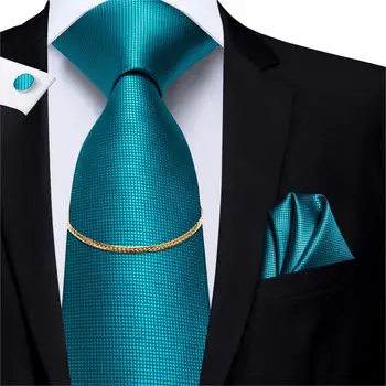 Hi-Tie Zilā Mens Saites Lakatiņu aproču pogas Set Ar Piederumiem Ķēdes Zīda Luksusa Modes Kaklasaites Vīriešiem Business Classic