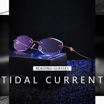 High-end bez apmales dāmas lasīšanas brilles modes metāla radzēm lasīšanas brilles