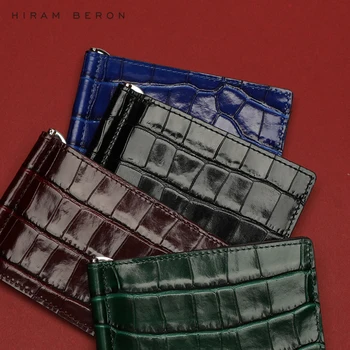 Hiram Beron Īstas Ādas Krokodils Modelis Vīrieši Naudu Klipu Slim Karte Pack Rēķinus, Naudas Klipus par Naudu Plānas Billfold Turētājs