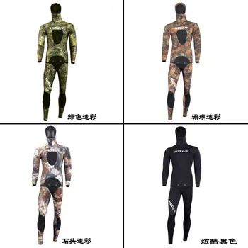 Hisea 3.5 mm Maskēties hidrotērpi vīriešiem spearfishing uzvalks ūdenslīdēju kostīms wetsuit Zvejas un medību apģērbs