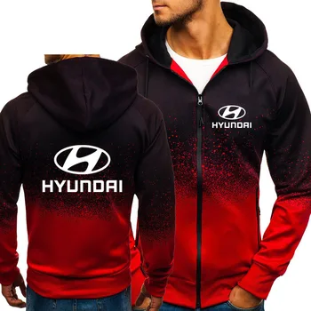 Hoodies Vīriešiem Hyundai Automašīnu, Logo Drukāt Gadījuma HipHop Harajuku Gradientu, krāsu Kapuci Vīriešu Vilnas sporta Krekli Vīriešu rāvējslēdzēju Jaka