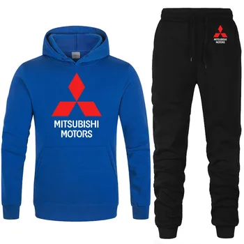 Hoodies Vīriešiem, Mitsubishi Automašīnu Logo Uzdrukāts unisex Krekls Modes Vīrieši pelēkā vārna hip hop harajuku Gadījuma Vilnas Hoodies Bikses, Uzvalks