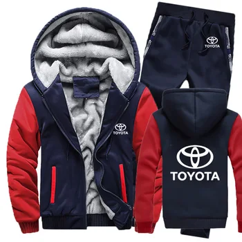 Hoodies Vīriešiem Toyota Automašīnas Logo Mens Hoodies Uzvalks Ziemas Sabiezēt Siltu Vilnas kokvilnas Rāvējslēdzēju Tracksuit Vīriešu Jaka+Bikses 2gab Komplekti