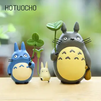 Hotuocho 3pcs Totoro Miniatūras Statuetes Sveķu Japānas Stila Dzīvnieku Figūriņas Miniatūras Rotājumu Dārza Mājas Dekoru Feng Shui Kuģiem