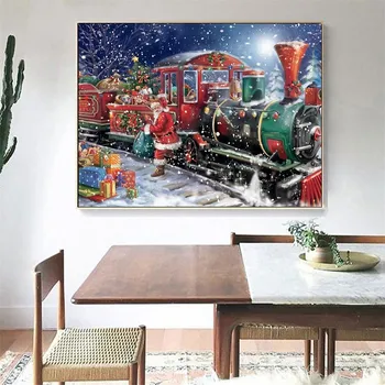 Huacan 5D DIY Dimanta Glezna Ziemassvētku Pilnu Kvadrātveida Rhinestone Dimanta Mozaīkas Santa Claus Vilcienu Dimanta Izšuvumu Pārdošana Karikatūra